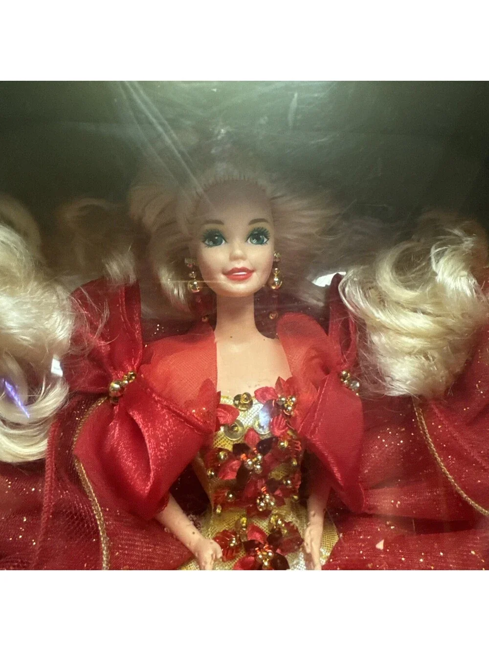 Barbie Happy Holidays 1992 Special Edition 10824 Red Gown Poinsettia Lot Of 2